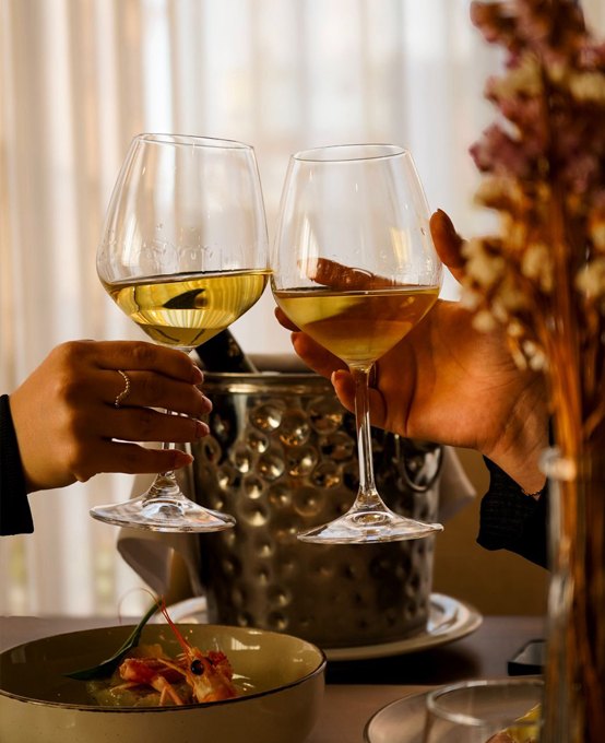 drinking wine at Dolanit restaurant durres